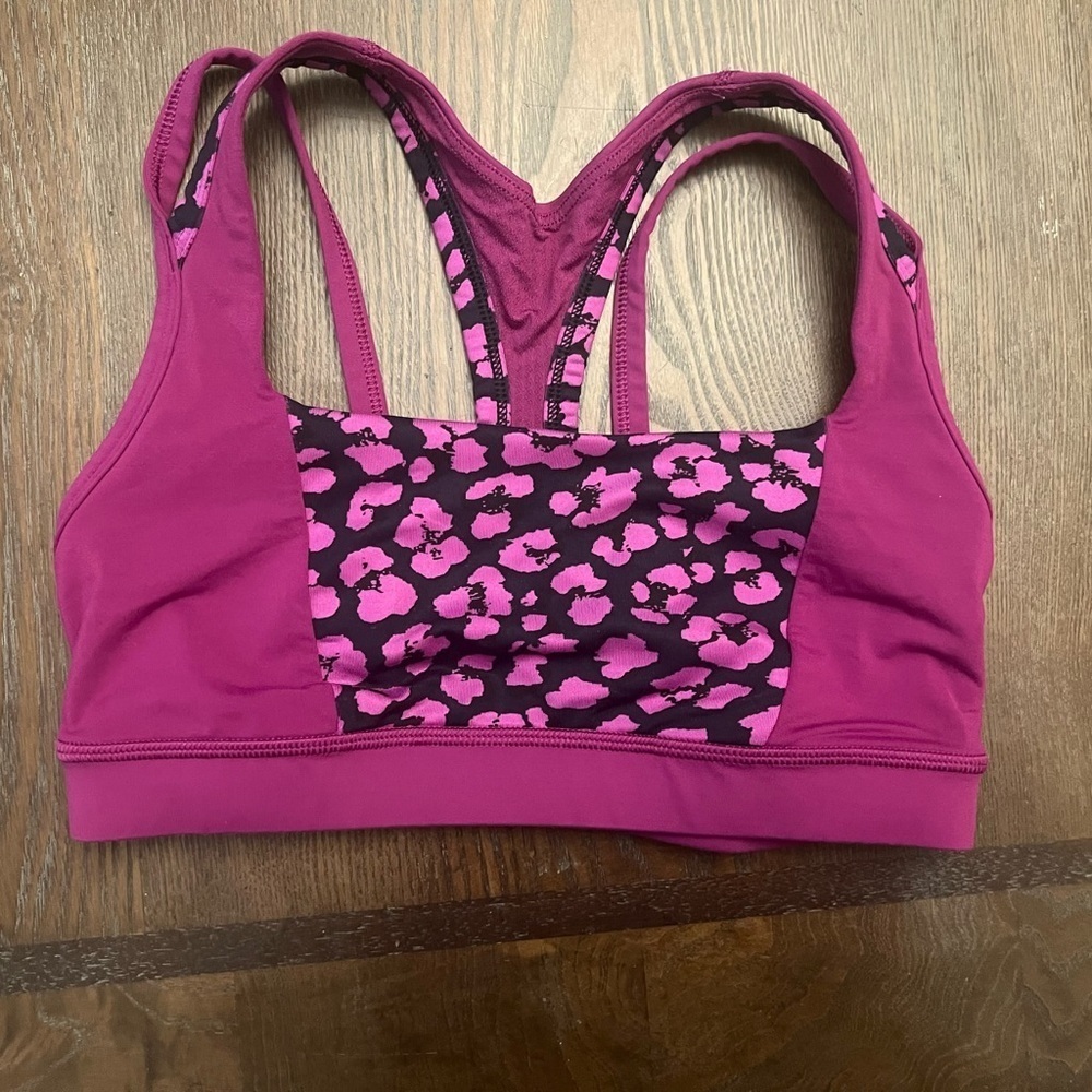 Lululemon Athletica Purple Pink Sports Bra with Leopard Print - Picture 3 of 6